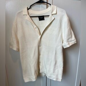 Abercrombie Stitch Button-Through Sweater Polo white small